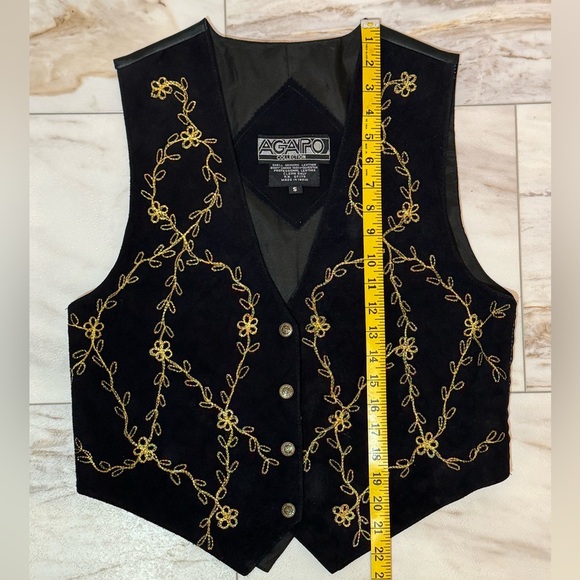 Agapo Collection Black Leather Vest w/ Gold Stitching – Size Small - Picture 6 of 6